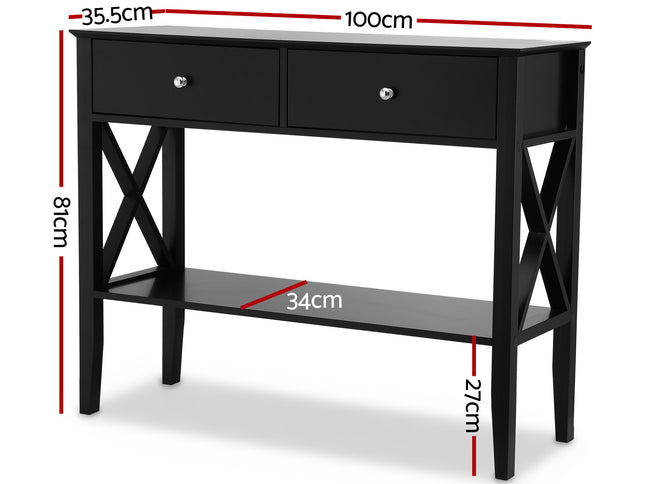Artiss Console Table 2 Drawers 100CM Black