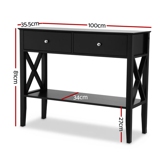 Artiss Console Table 2 Drawers 100CM Black