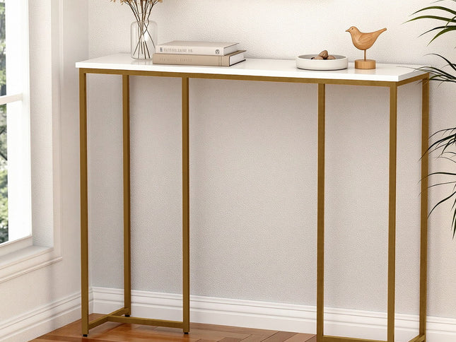 Artiss Console Table Marble Effect White&Gold