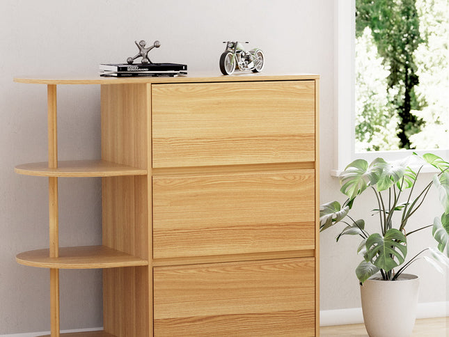 Artiss Chest of 3 Drawers Storage Cabinet 3 Shelves Pine