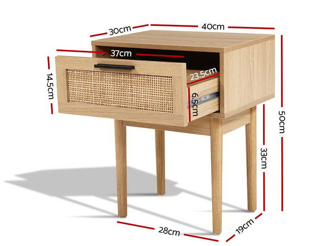 Artiss Bedside Tables Side Table Rattan Drawers Nightstand