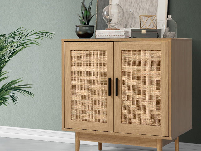 Artiss Rattan Buffet Sideboard 2 Doors - BRIONY Oak