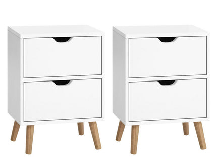 Artiss 2X Bedside Table 2 Drawers - BODEN White