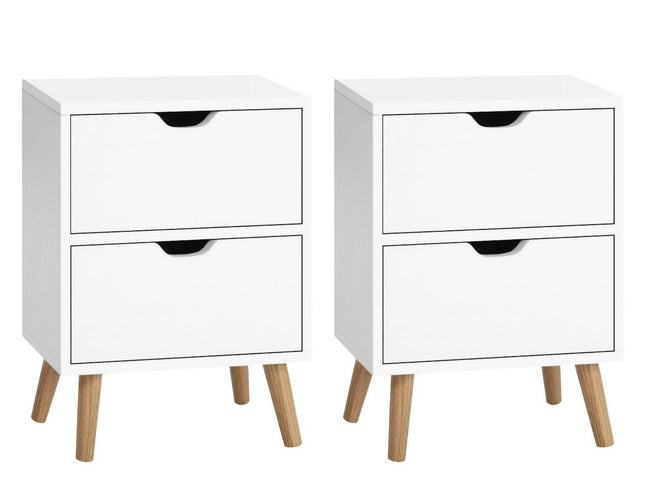 Artiss 2X Bedside Table 2 Drawers - BODEN White