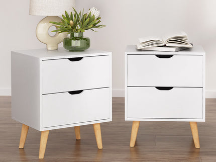 Artiss 2X Bedside Table 2 Drawers - BODEN White