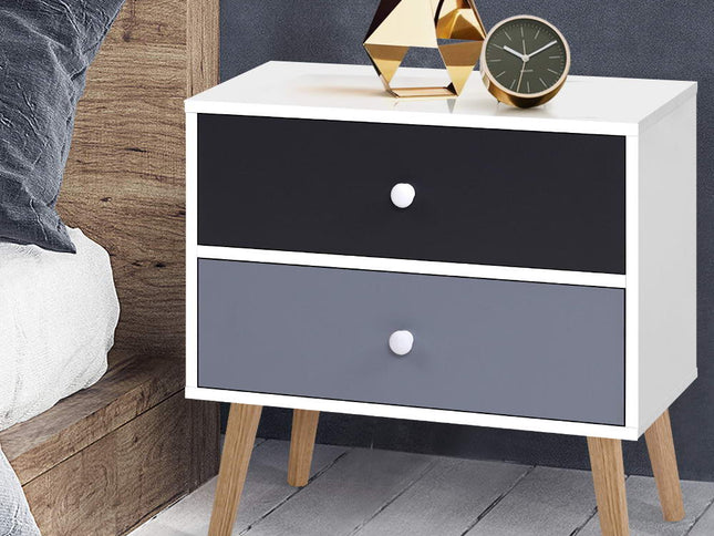 Artiss Bedside Table 2 Drawers - BONDS White