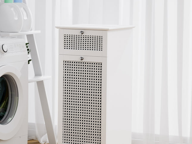 Artiss Laundry Hamper Cabinet Bathroom Storage White Rattan Clothes Basket