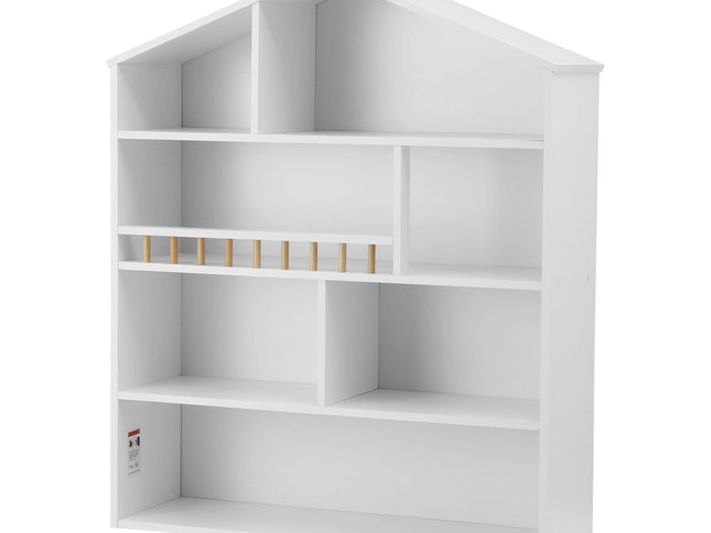 Keezi 4 Tiers Kids Bookshelf Wooden Bookcase Display Storage Organiser Cabinet White
