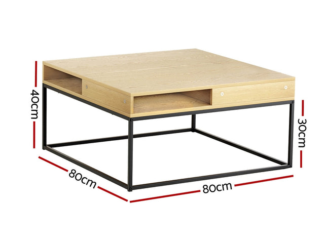 Artiss Coffee Table Storage Shelf Metal Frame