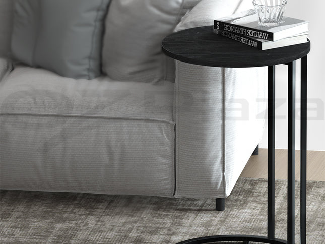 Artiss Coffee Table Side Table Round Black Martha