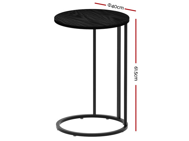 Artiss Coffee Table Side Table Round Black Martha