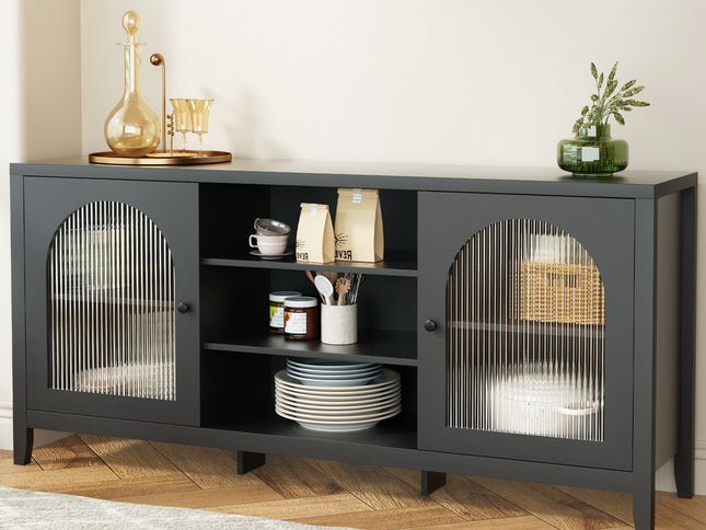 Artiss Buffet Sideboard Shelves Double Doors - Black