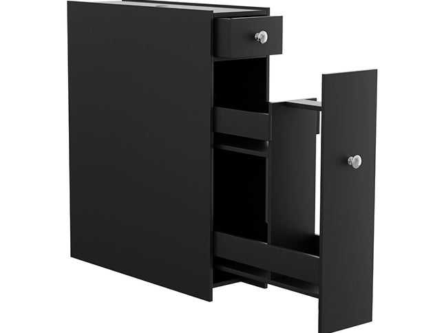 Artiss Bathroom Storage Cabinet Toilet Slim Tissue Box Caddy Holder Side Wooden Black