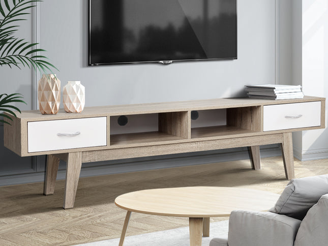 Artiss TV Cabinet Entertainment Unit 180cm Oak White Gary