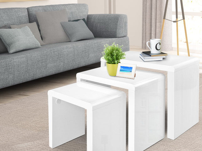 Artiss Nesting Coffee Table Set of 3 Glossy White