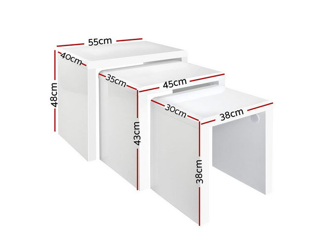Artiss Nesting Coffee Table Set of 3 Glossy White