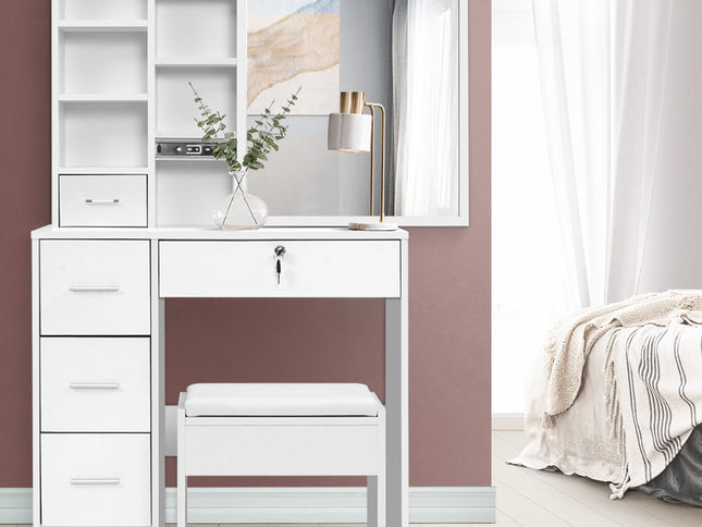 Artiss Dressing Table Stool Set Sliding Mirror White Diane