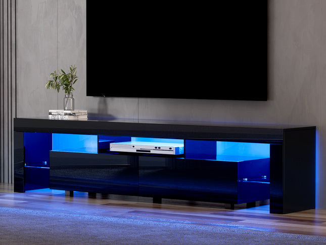 Artiss TV Cabinet Entertainment Unit Stand RGB LED Gloss Furniture 200cm Black