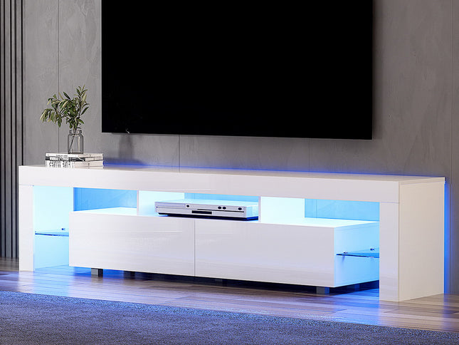 Artiss TV Cabinet Entertainment Unit Stand RGB LED Gloss Furniture 200cm White