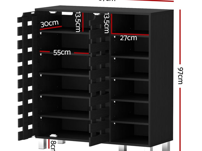 Artiss Shoe Rack Cabinet 6 Tier Storage Shelf Black