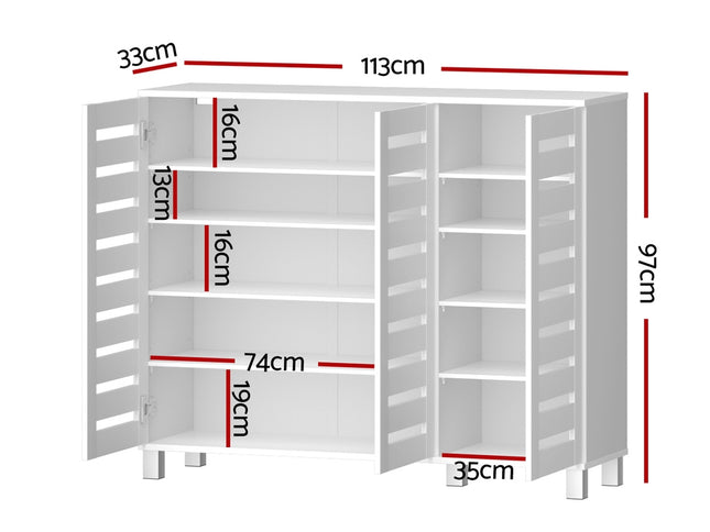 Artiss Shoe Rack Cabinet 30 Pairs Adjustable Shelf White