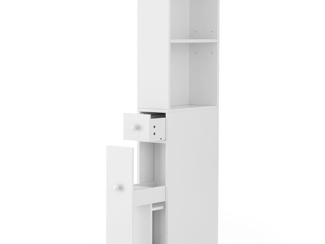 Artiss Bathroom Cabinet Storage Slim Organiser Drawer Toilet Corner 135cm White