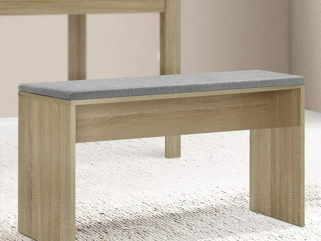 Artiss Dining Bench Upholstery Seat Wooden Chair Oak 90cm