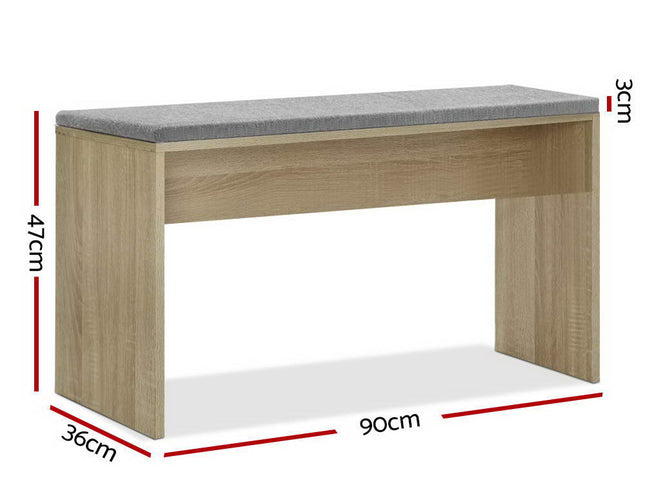 Artiss Dining Bench Upholstery Seat Wooden Chair Oak 90cm