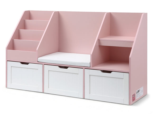 Keezi Kids Bookshelf Storage Organiser Toy Box Drawer Bench Seat Cabinet Pink