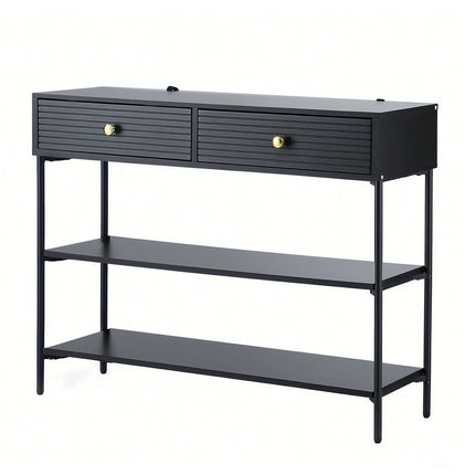 Artiss Console Table 3-Tier Black