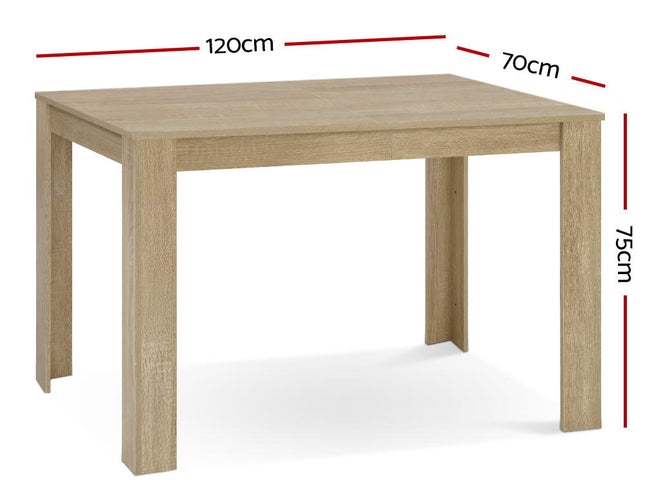 Artiss Dining Table Rectangular 4 Seater 120CM Oak Natu