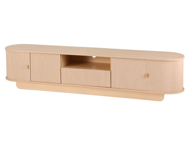 Artiss 220cm TV Unit Rounded Edge Slide Side Cabinet Door Pine
