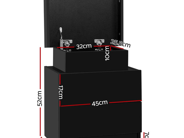 Artiss 2X Bedside Table 2 Drawers Lift-up Storage Black