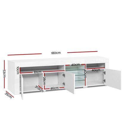 Artiss Entertainment Unit TV Cabinet LED 180cm White Bobi