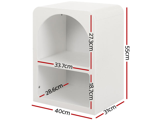 Artiss Bedside Table Shelves Side End Table Storage Nightstand White ARCHED