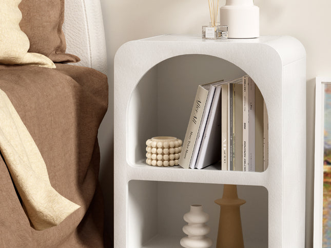 Artiss Bedside Table Shelves Side End Table Storage Nightstand White ARCHED