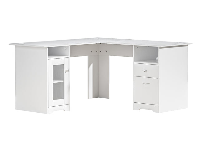 Artiss Computer Desk Shelf Cabinet L-Shape White 150CM