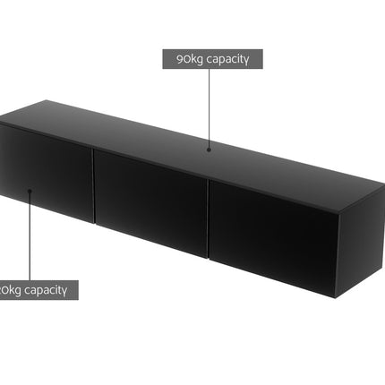 Artiss Floating Entertainment Unit TV Cabinet High Glossy Black 3 Cabinets 200CM