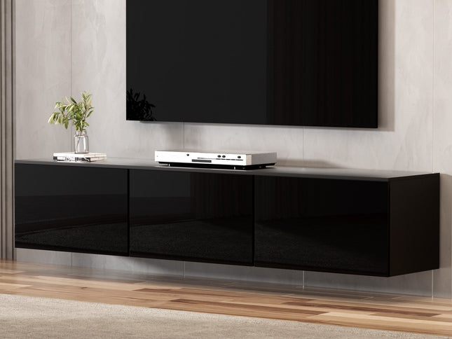 Artiss Floating Entertainment Unit TV Cabinet High Glossy Black 3 Cabinets 200CM