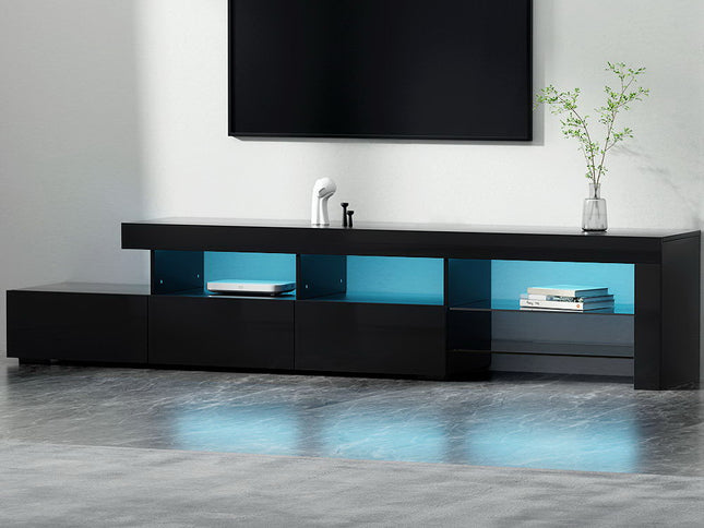 Artiss Entertainment Unit TV Cabinet LED 215cm Black Caya
