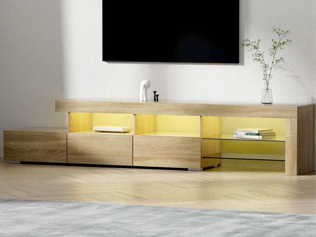 Artiss Entertainment Unit TV Cabinet LED 215cm Pine Caya