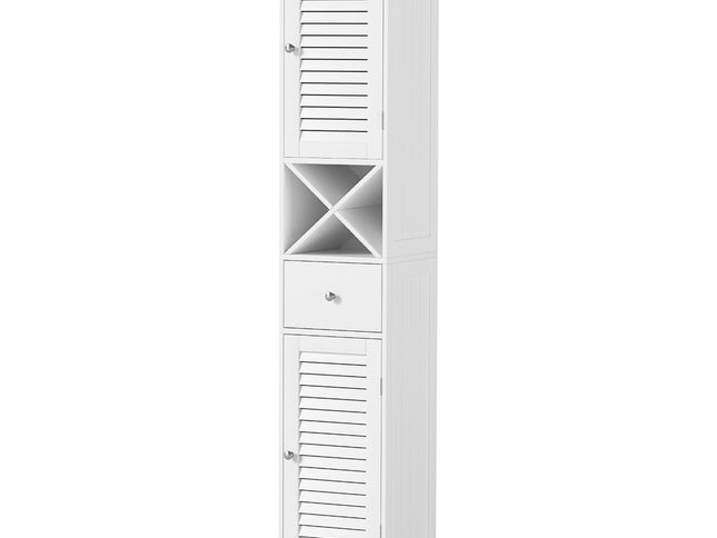 Artiss Bathroom Storage Cabinet 170cm Tall Slim Organiser Toilet Corner Adjustable Shelf Louver Door White