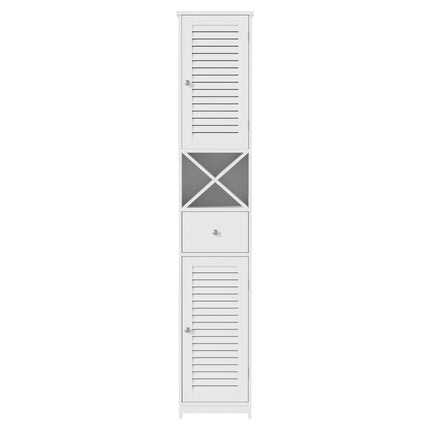 Artiss Bathroom Storage Cabinet 170cm Tall Slim Organiser Toilet Corner Adjustable Shelf Louver Door White