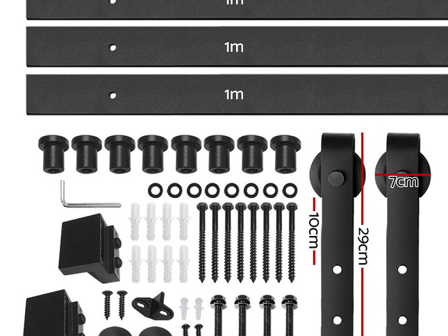 Cefito Sliding Barn Door Hardware Track Set 3m