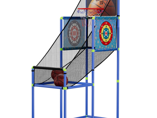 Basketball Arcade Game Electronic Scorer 3 Games Adjustable Kids Blue