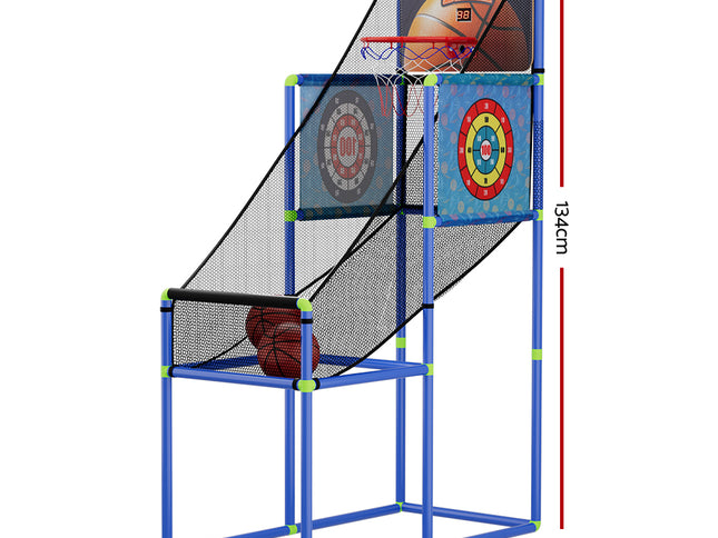 Basketball Arcade Game Electronic Scorer 3 Games Adjustable Kids Blue