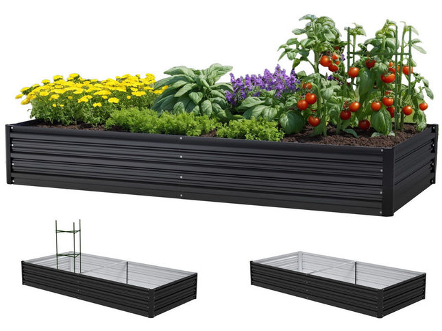 Green Fingers Raised Garden Bed 2 Pcs 210x90cm Planter Box Container Galvanised Metal Outdoor