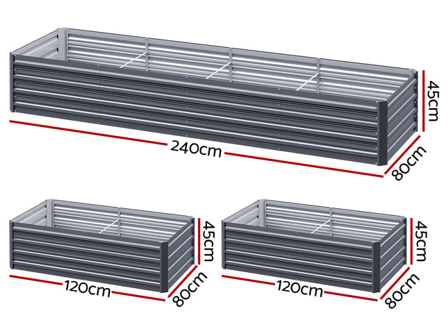Green Fingers Garden Bed 240X80X45cm Planter Box Raised Container Galvanised Herb