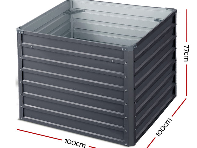 Green Fingers 2x Garden Bed 100x100x77cm Planter Box Raised Container Galvanised