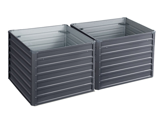 Green Fingers 2x Garden Bed 100x100x77cm Planter Box Raised Container Galvanised